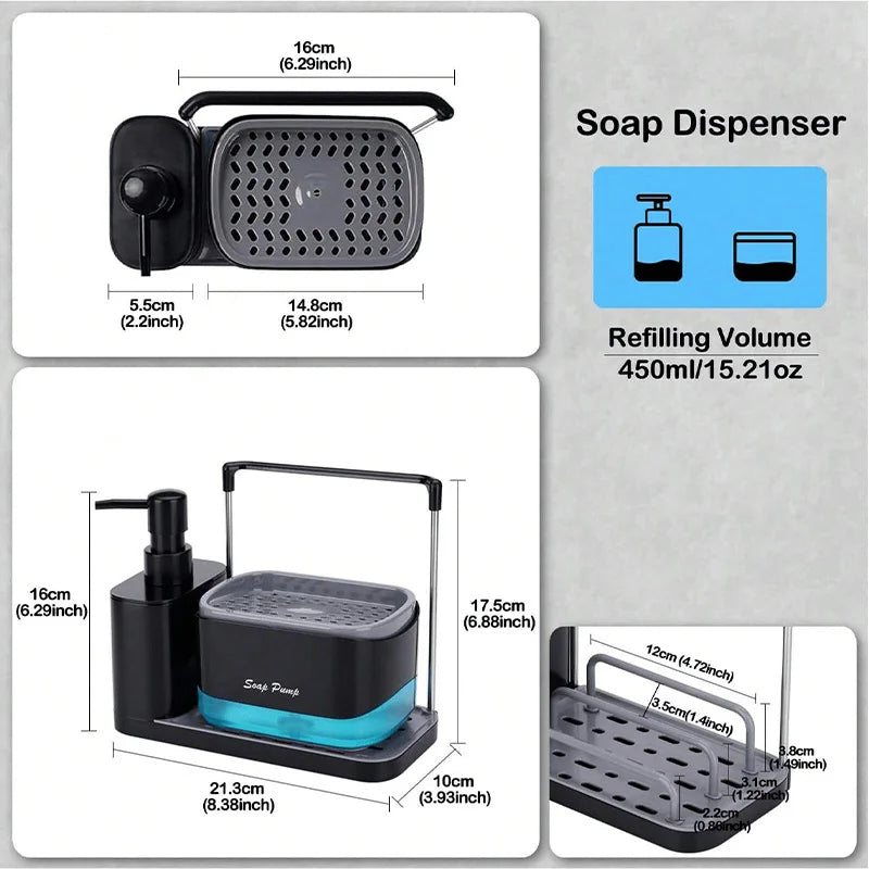 Ensemble distributeur de savon pour les mains et la vaisselle 5 en 1