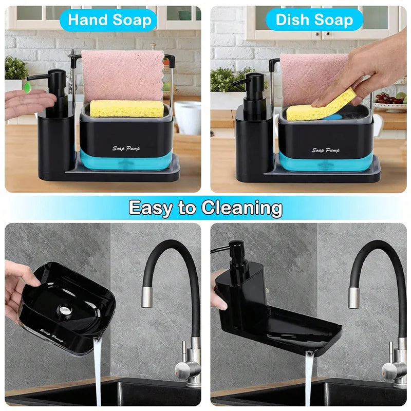 Ensemble distributeur de savon pour les mains et la vaisselle 5 en 1