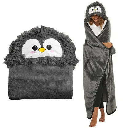 Winter Hooded Flannel Sloth Shaped Blanket - DroppLux