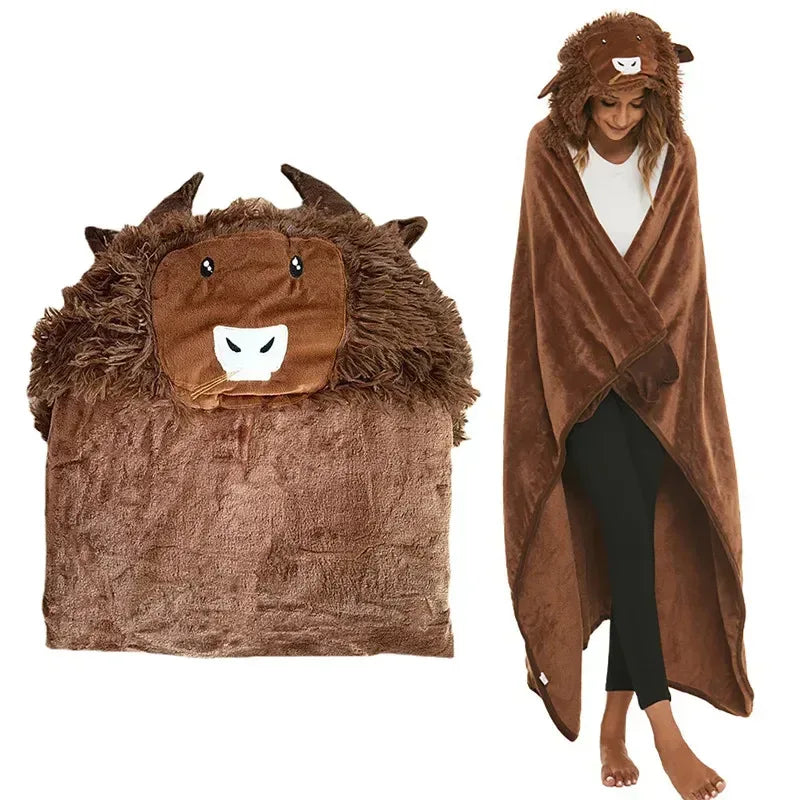 Winter Hooded Flannel Sloth Shaped Blanket - DroppLux