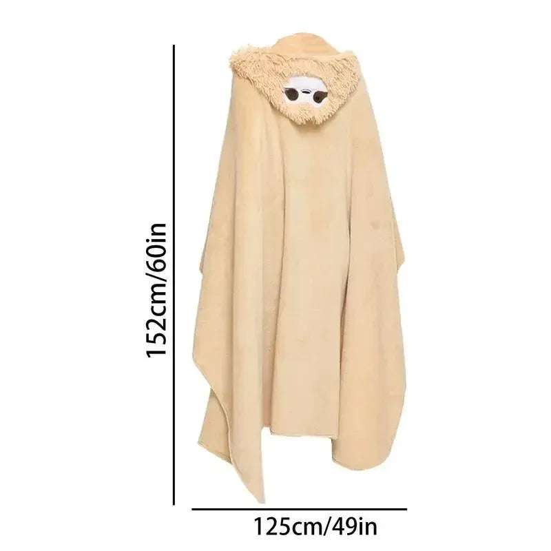 Winter Hooded Flannel Sloth Shaped Blanket - DroppLux
